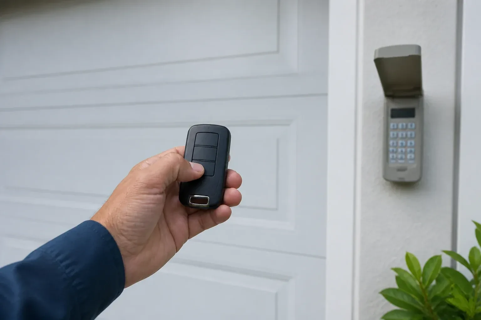 Illustrative garage doors scene; not an actual job — Garage Door Remote and Keypad Programming, Whitchurch-Stouffville